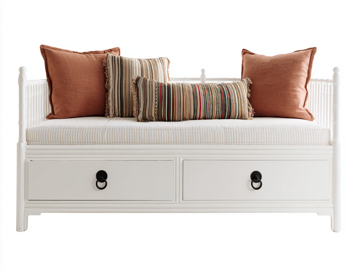 Sofás cama 200 x 90 x 85 cm madera blanco con cajones de almacenamiento - diseño clásico moderno