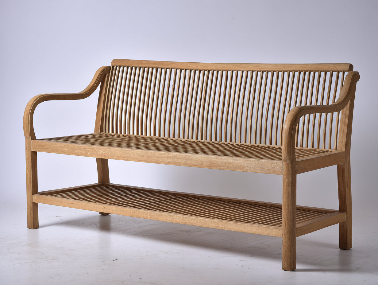 Bancos de jardín 180 x 65 x 90 cm madera natural con respaldo y reposabrazos - diseño moderno
