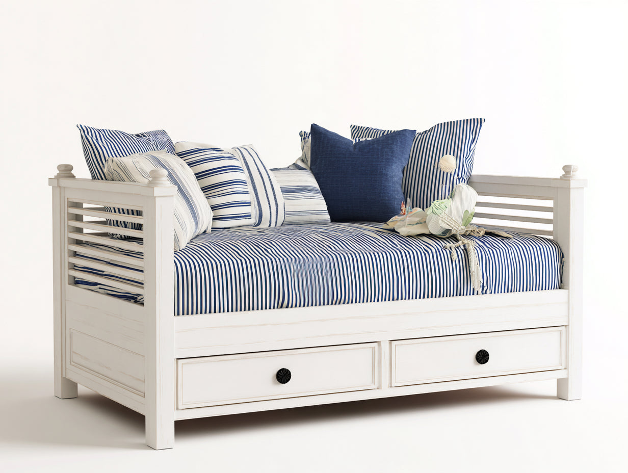 Sofás cama 200 x 90 x 85 cm madera blanco con cajones de almacenamiento - diseño clásico moderno