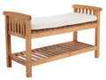 Bancos de jardín de madera con estante inferior 120x45x75 cm - marrón natural - diseño compacto con asiento de listones y reposabrazos