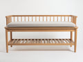Bancos de jardín 180 x 65 x 85 cm madera natural con cojín beige - diseño moderno con respaldo