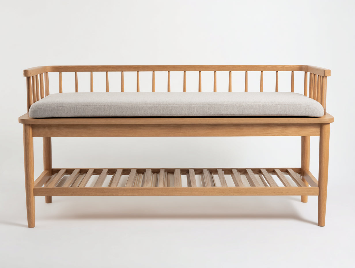 Bancos de jardín 180 x 65 x 85 cm madera natural con cojín beige - diseño moderno con respaldo