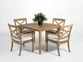 Conjuntos de comedor de jardín 120 x 120 x 75 cm madera natural con cuatro sillas y cojines beige - diseño clásico