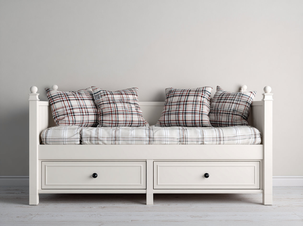 Sofás cama de madera color blanco 200 x 90 x 90 cm - Diseño clásico con dos cajones de almacenamiento