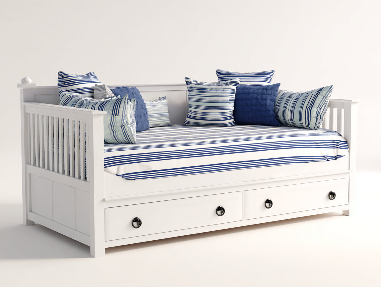 Sofás cama con 2 cajones 210x100x90 cm - blanco - diseño compacto con almacenaje