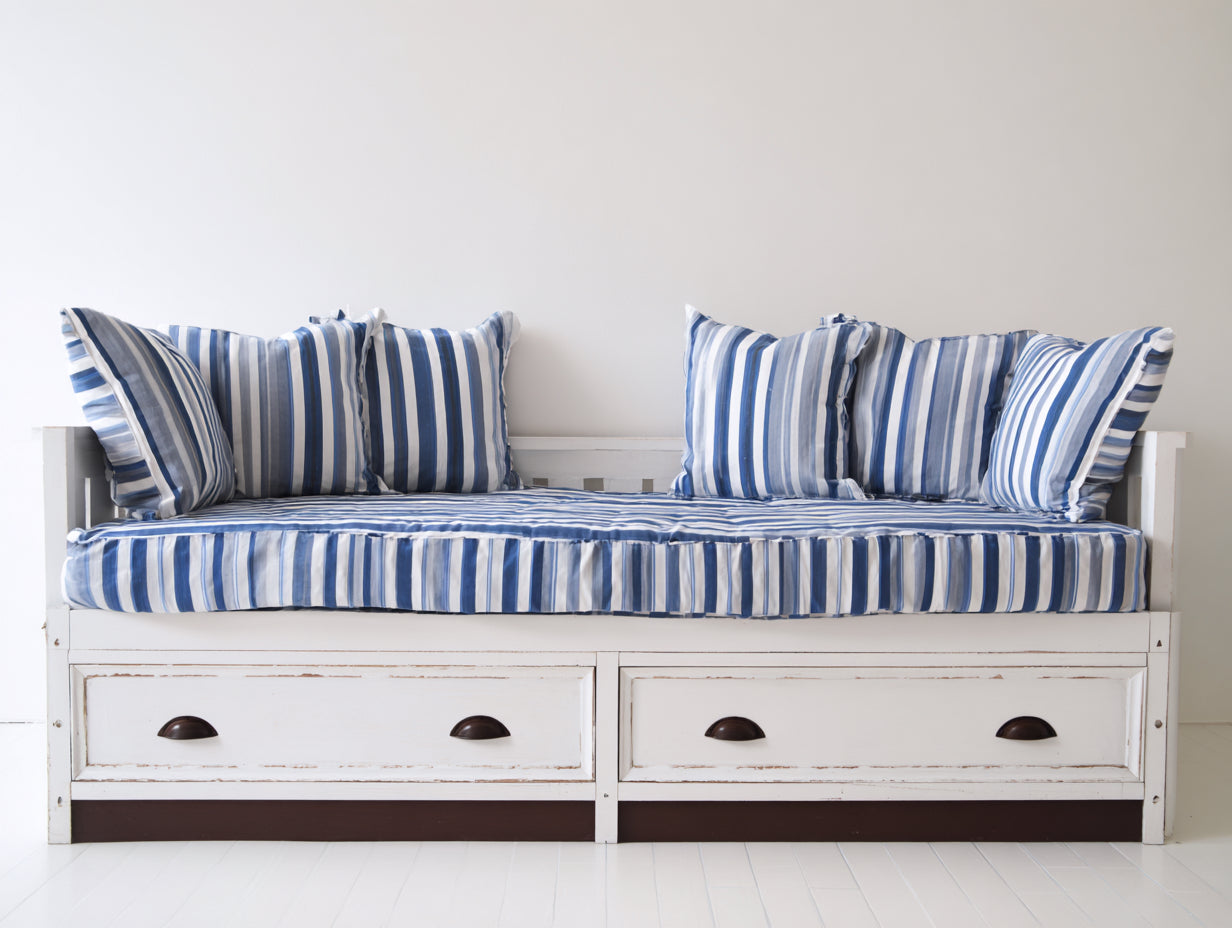 Sofás cama madera 200x90x85 cm blanco con 2 cajones de almacenamiento y diseño clásico