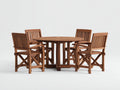 Conjuntos de comedor de jardín de madera para 4 personas 120x120x75 cm - marrón nogal - mesa redonda con 4 sillas y diseño clásico