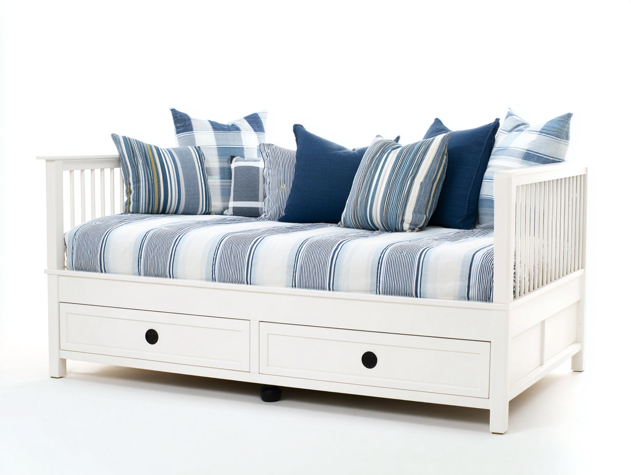 Sofás cama madera 200x90x85 cm blanco con 2 cajones de almacenamiento y diseño clásico