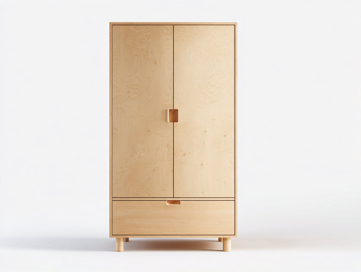 Armarios 100 x 45 x 180 cm madera beige - diseño moderno con puertas y cajón inferior