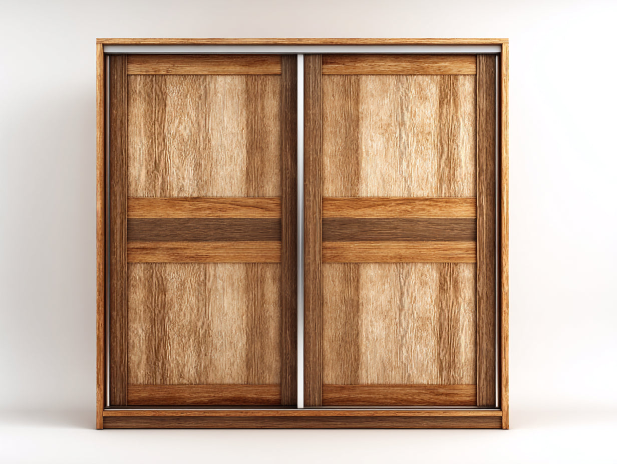 Armarios de madera 180x60x200 cm color roble con 2 puertas correderas para dormitorio estilo rústico