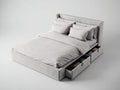 Camas dobles 200 x 180 x 100 cm tapizada gris con cajones de almacenamiento - diseño moderno