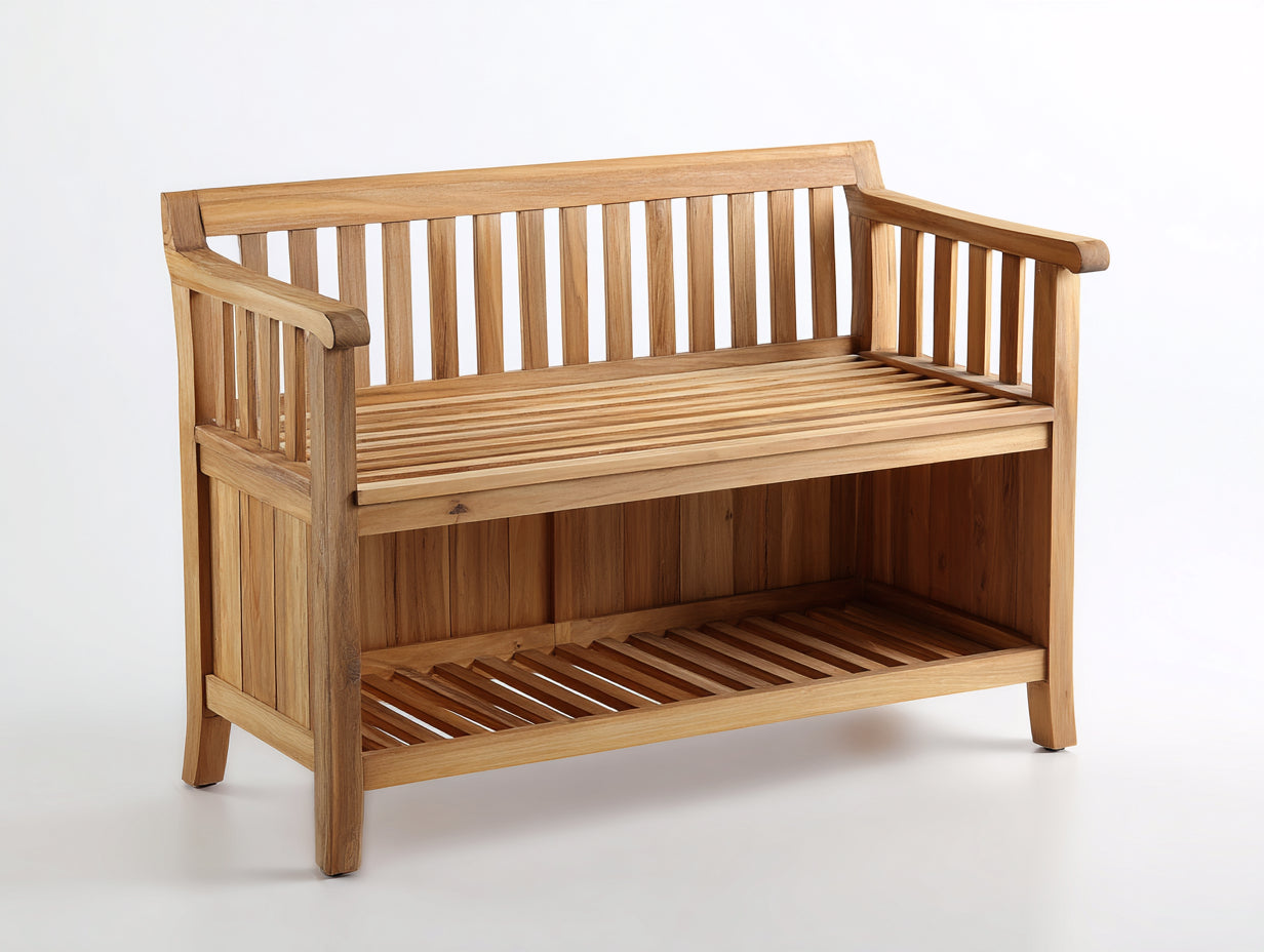 Bancos de jardín 150 x 60 x 90 cm madera natural - diseño clásico con respaldo y reposabrazos