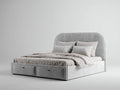 Camas dobles tapizada 200x180x120 cm terciopelo gris con 2 cajones laterales y diseño moderno