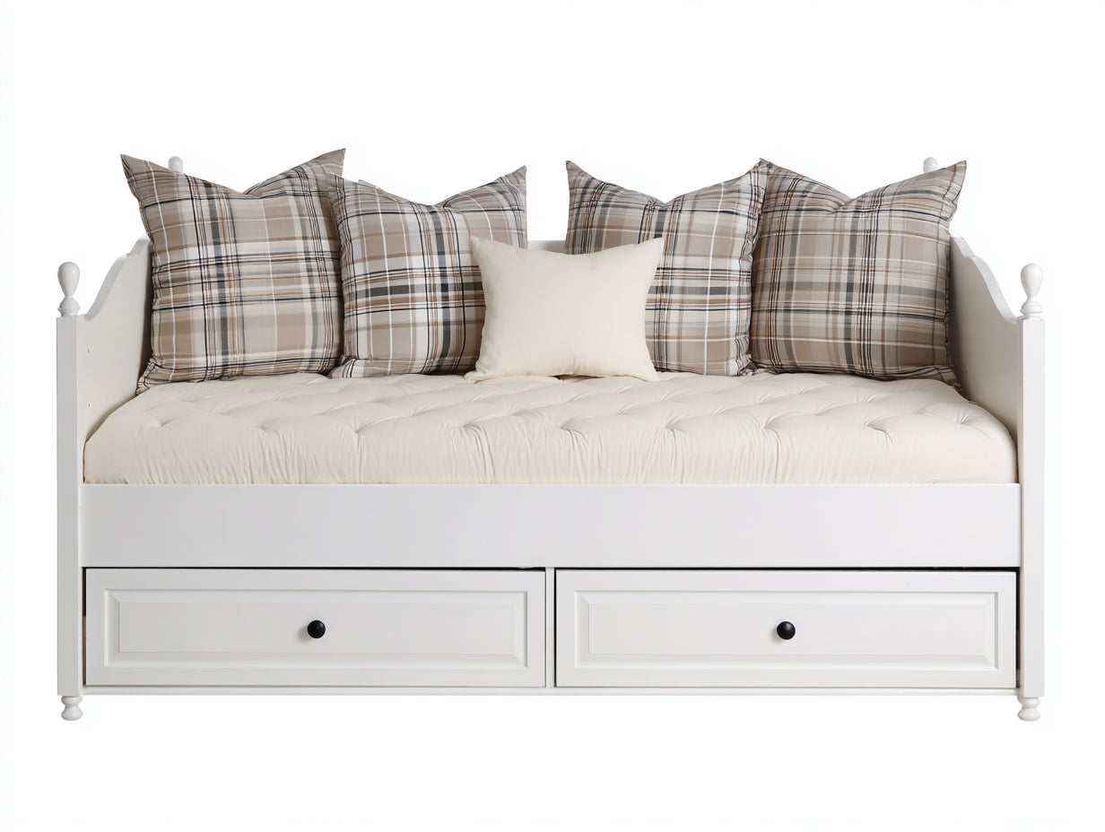 Sofás cama de madera con 2 cajones 205x96x92 cm - blanco - diseño clásico con almacenamiento integrado