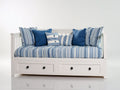 Sofás cama de madera con 2 cajones 210x98x88 cm - blanco y azul - diseño costero con almacenamiento integrado
