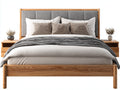 Camas dobles 200 x 180 x 110 cm madera natural gris con cabecero tapizado - diseño moderno