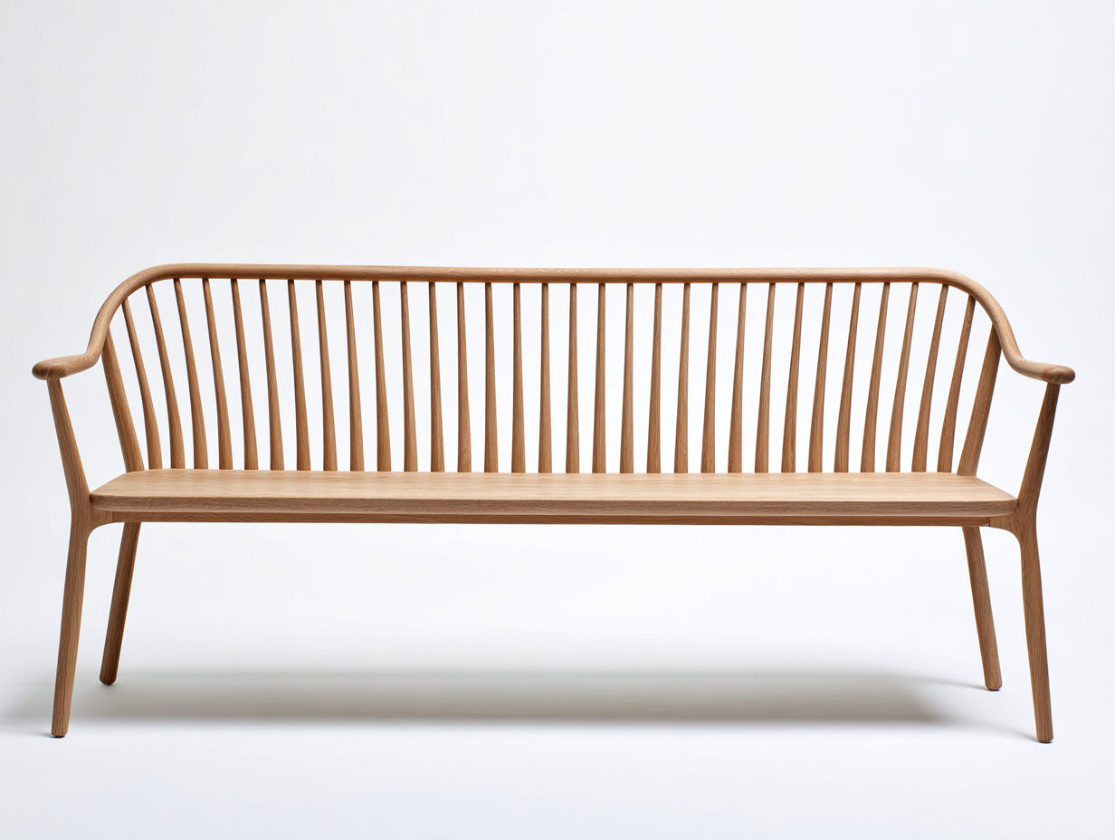 Bancos de jardín madera 180x55x85 cm color roble con respaldo de listones y diseño moderno