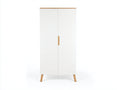 Armario de 2 puertas MDF 80x40x160 cm - blanco y madera natural - estilo moderno con patas elevadas