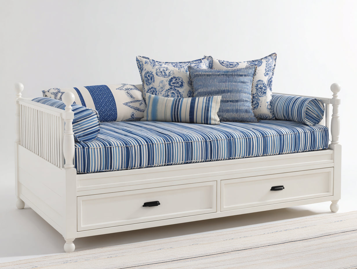 Sofás cama con 2 cajones 210x100x92 cm - blanco - diseño clásico con almacenaje